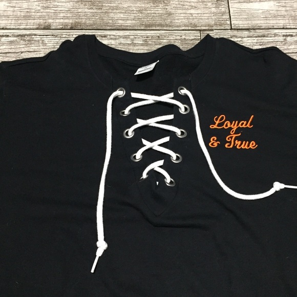 Pink Victoria Secret OSU Oklahoma State Sweatshirt Women’s L Black Orange Tie M5 - Picture 5 of 10